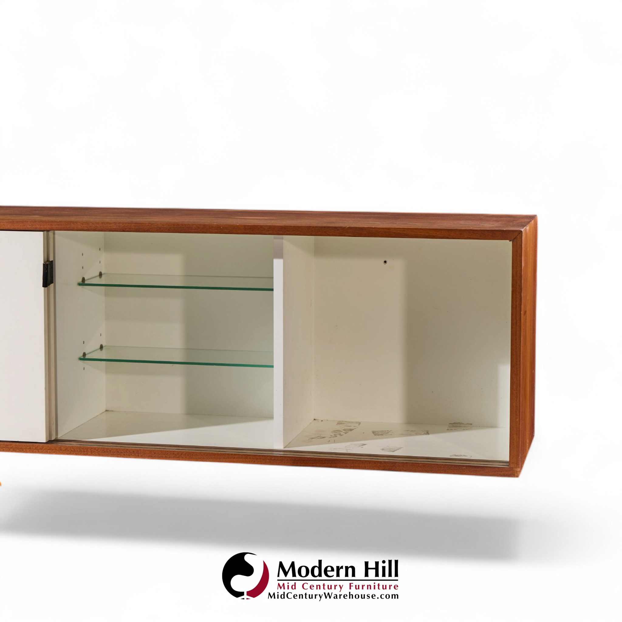 florence knoll 123 w-1 mid century walnut wall mount credenza