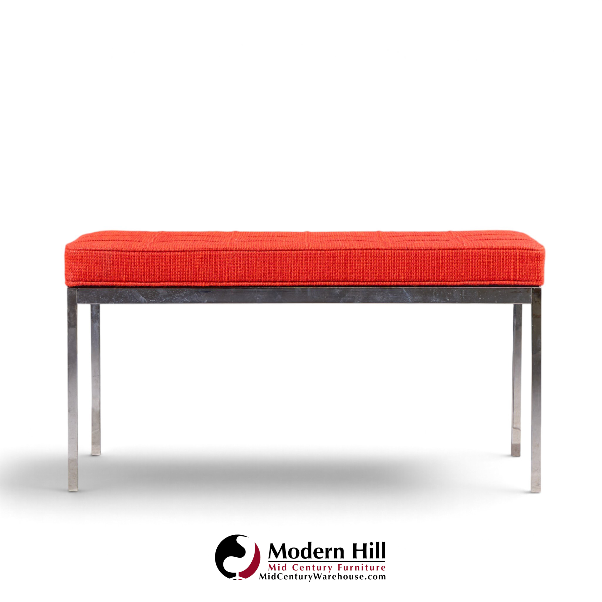 florence knoll mid century chrome two seat bench