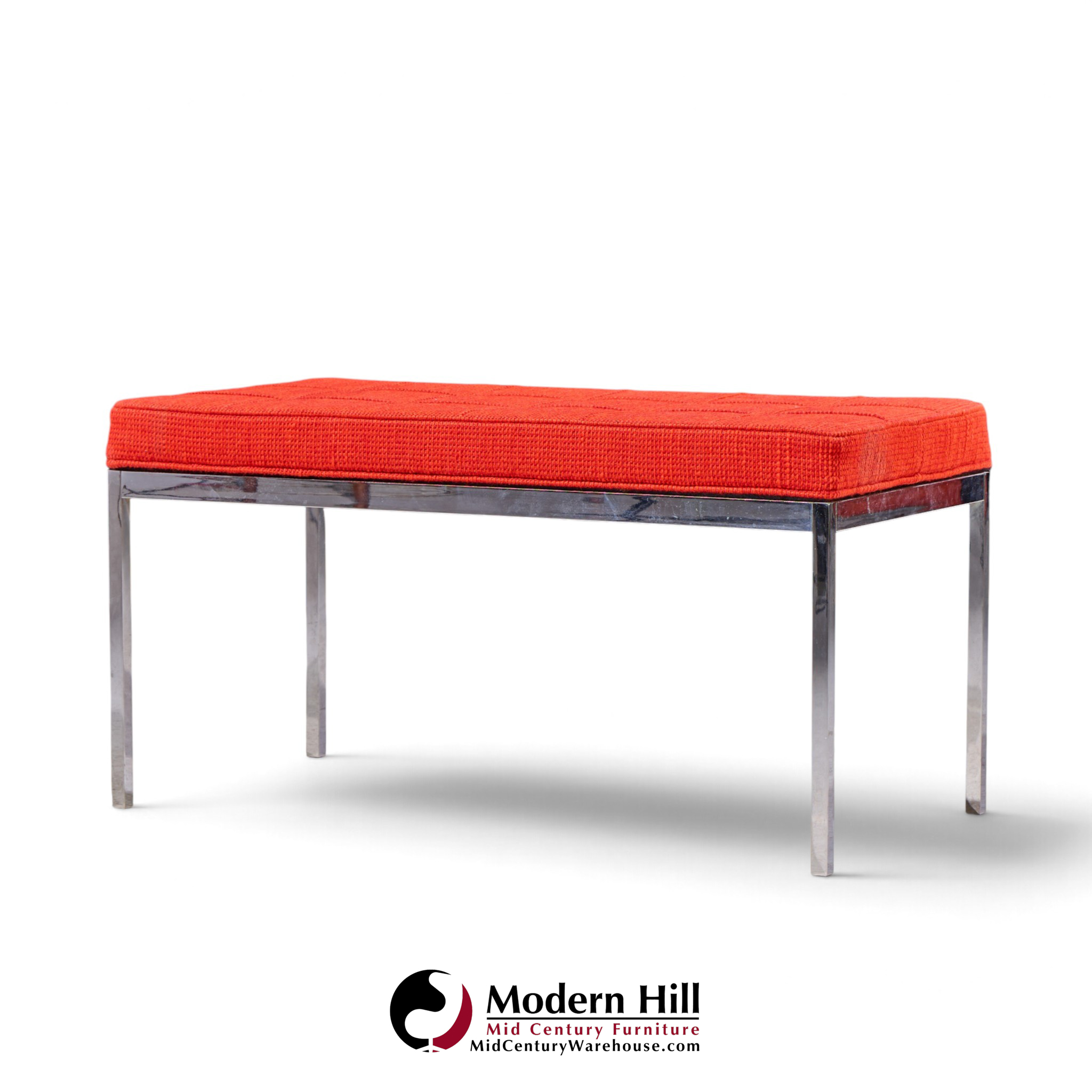 florence knoll mid century chrome two seat bench