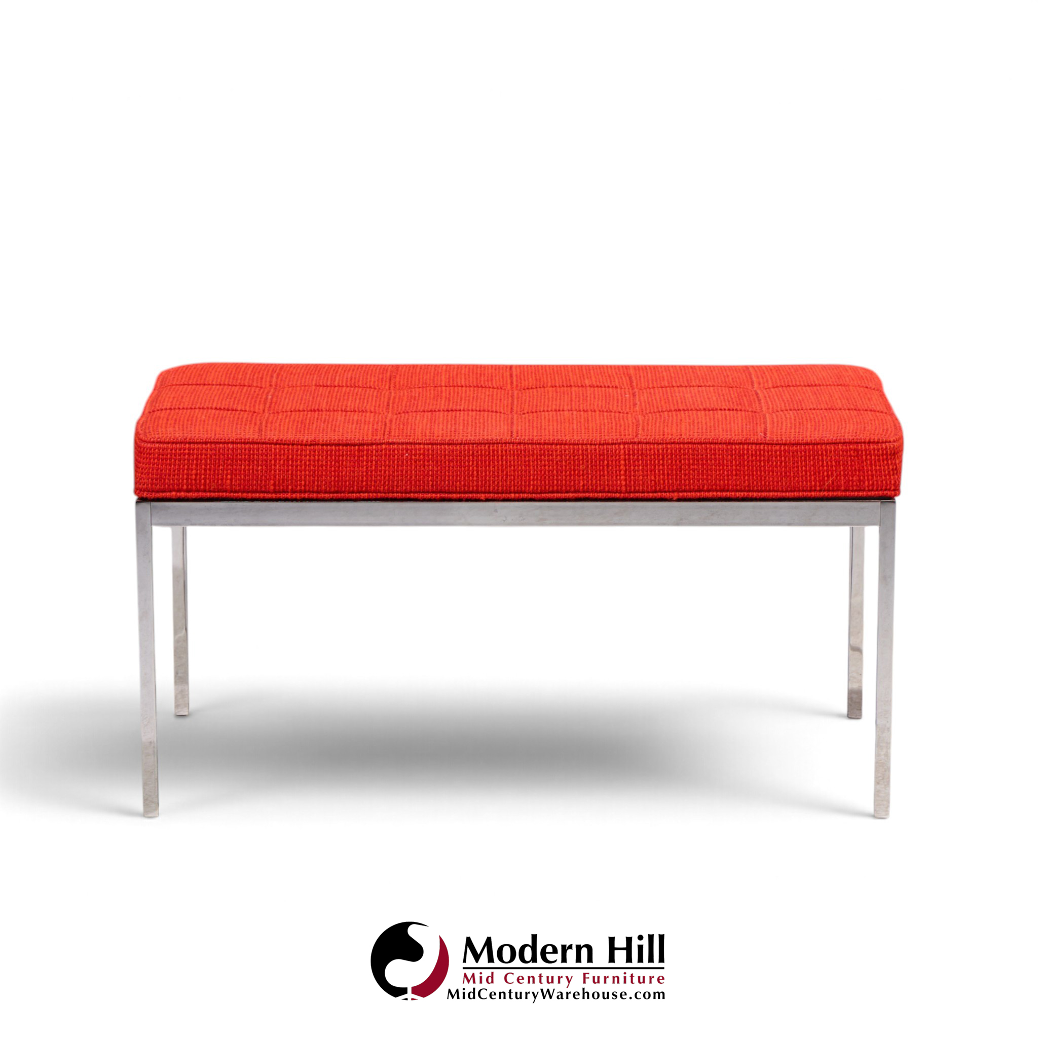 florence knoll mid century chrome two seat bench