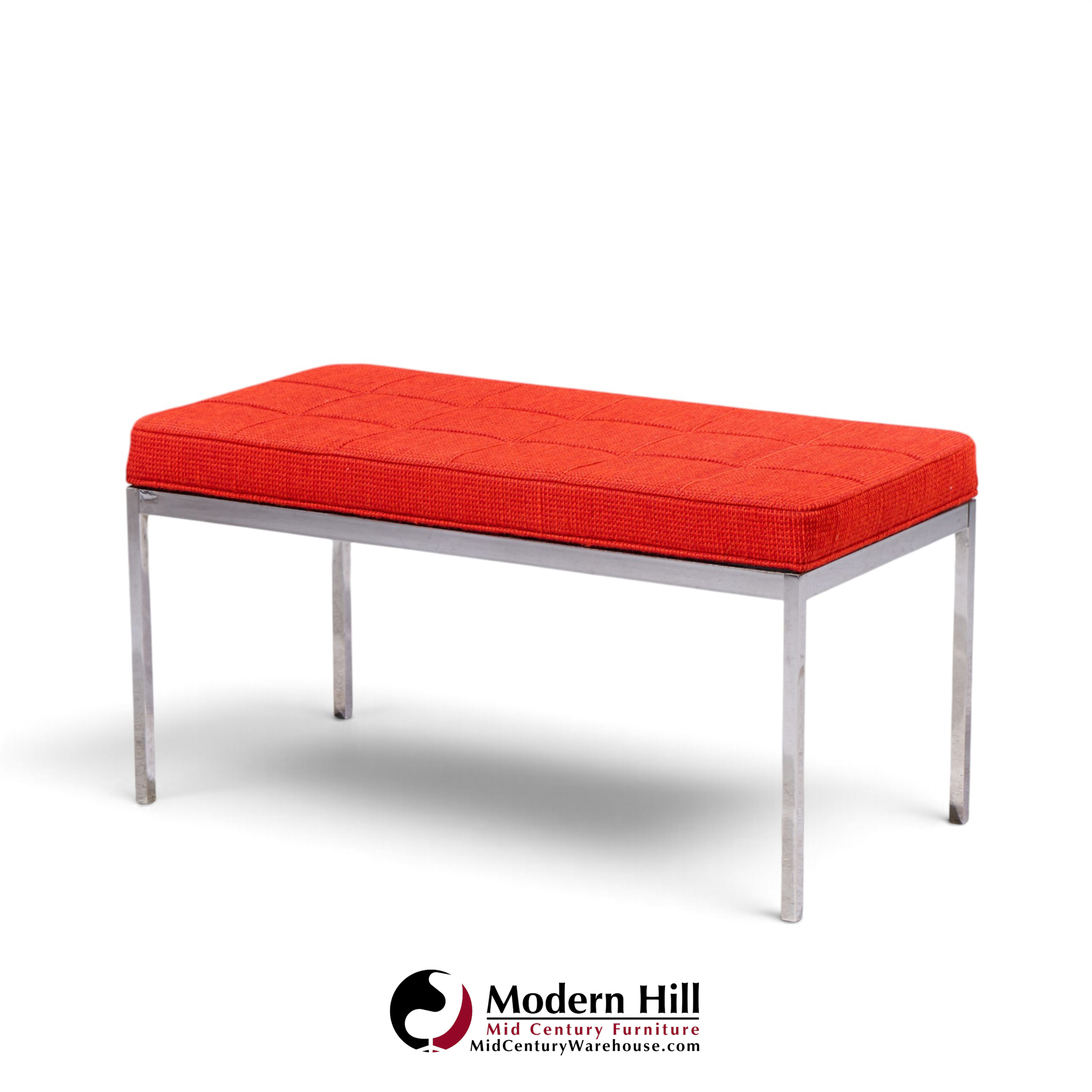 florence knoll mid century chrome two seat bench