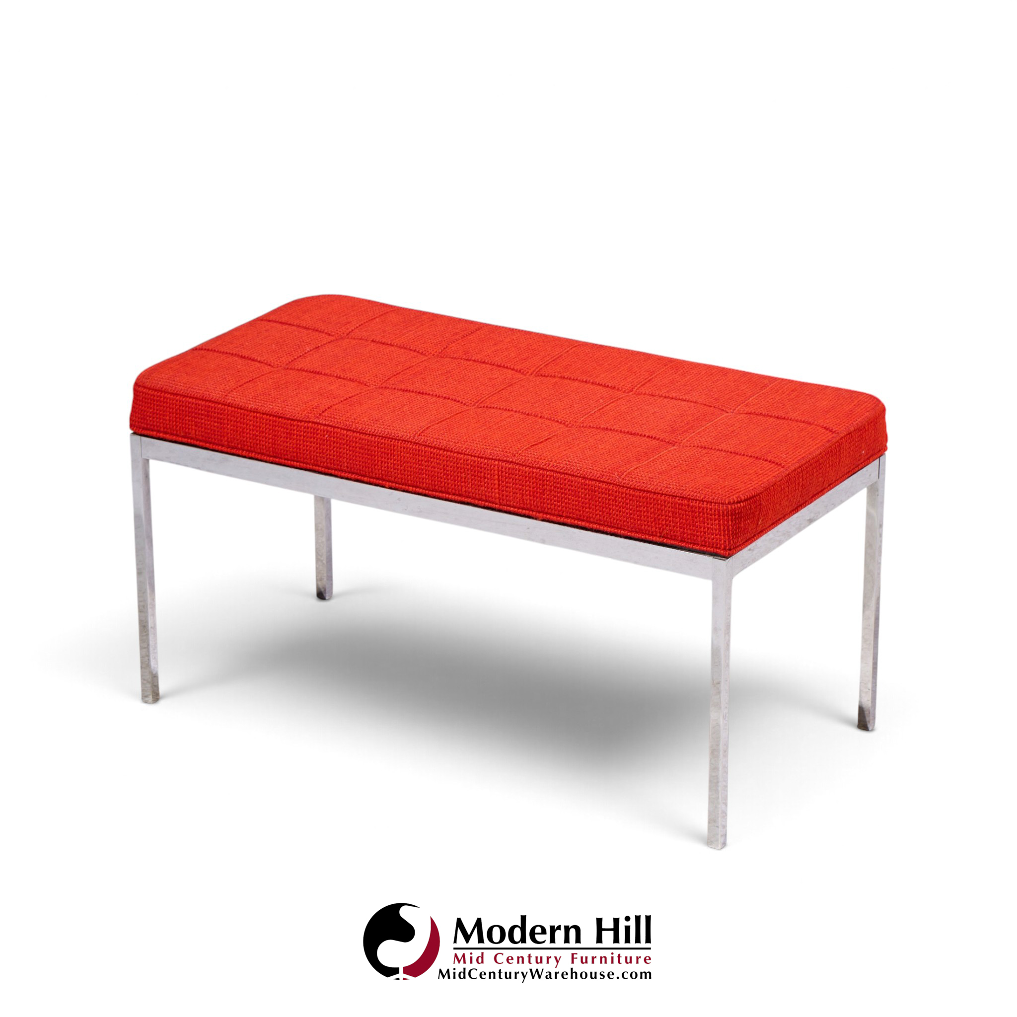 florence knoll mid century chrome two seat bench