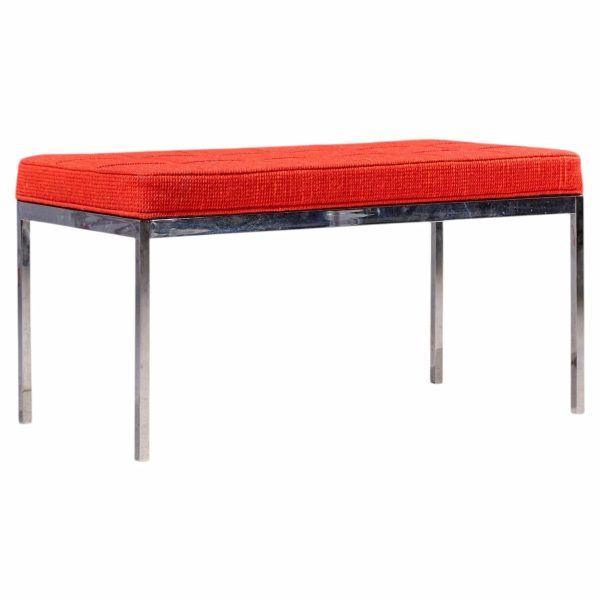 florence knoll mid century chrome two seat bench