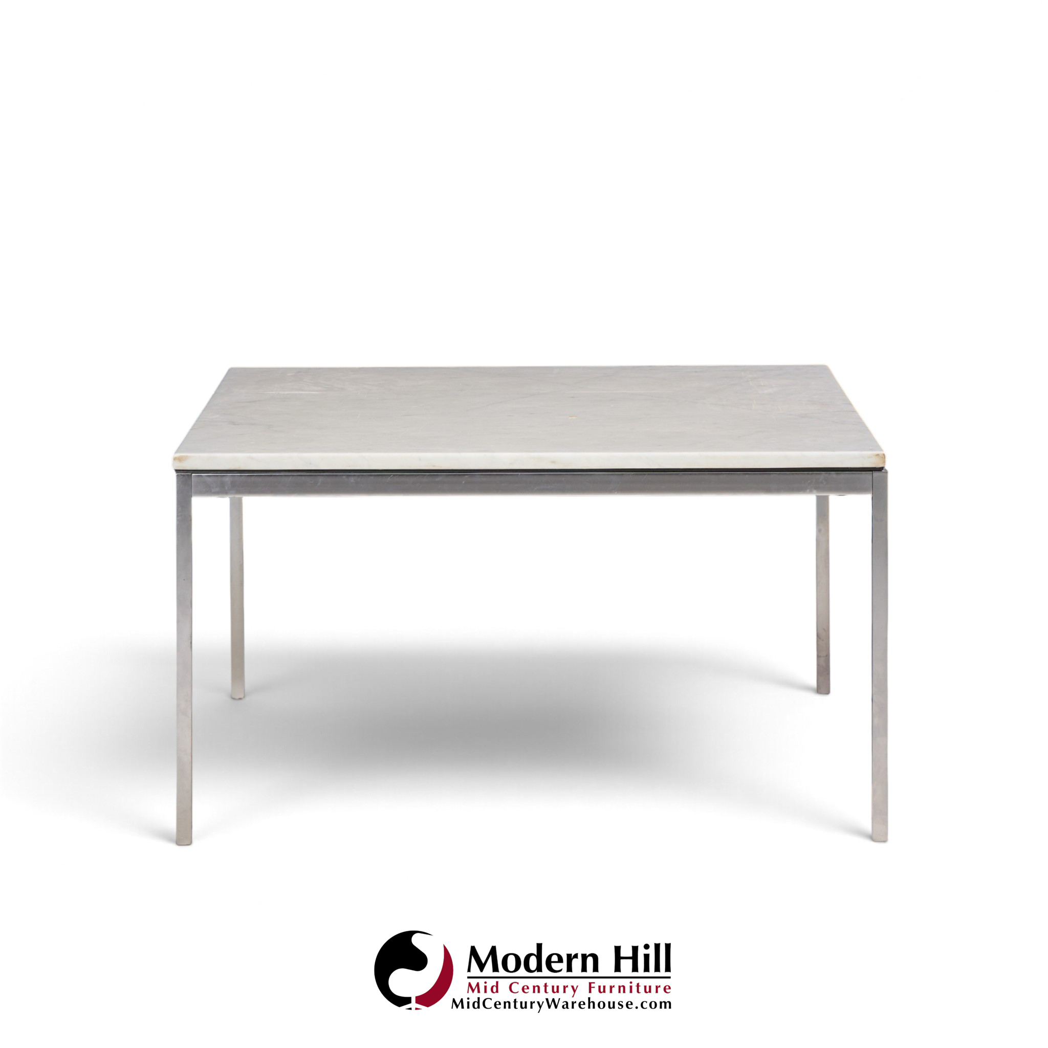 florence knoll mid century chrome and marble top coffee table