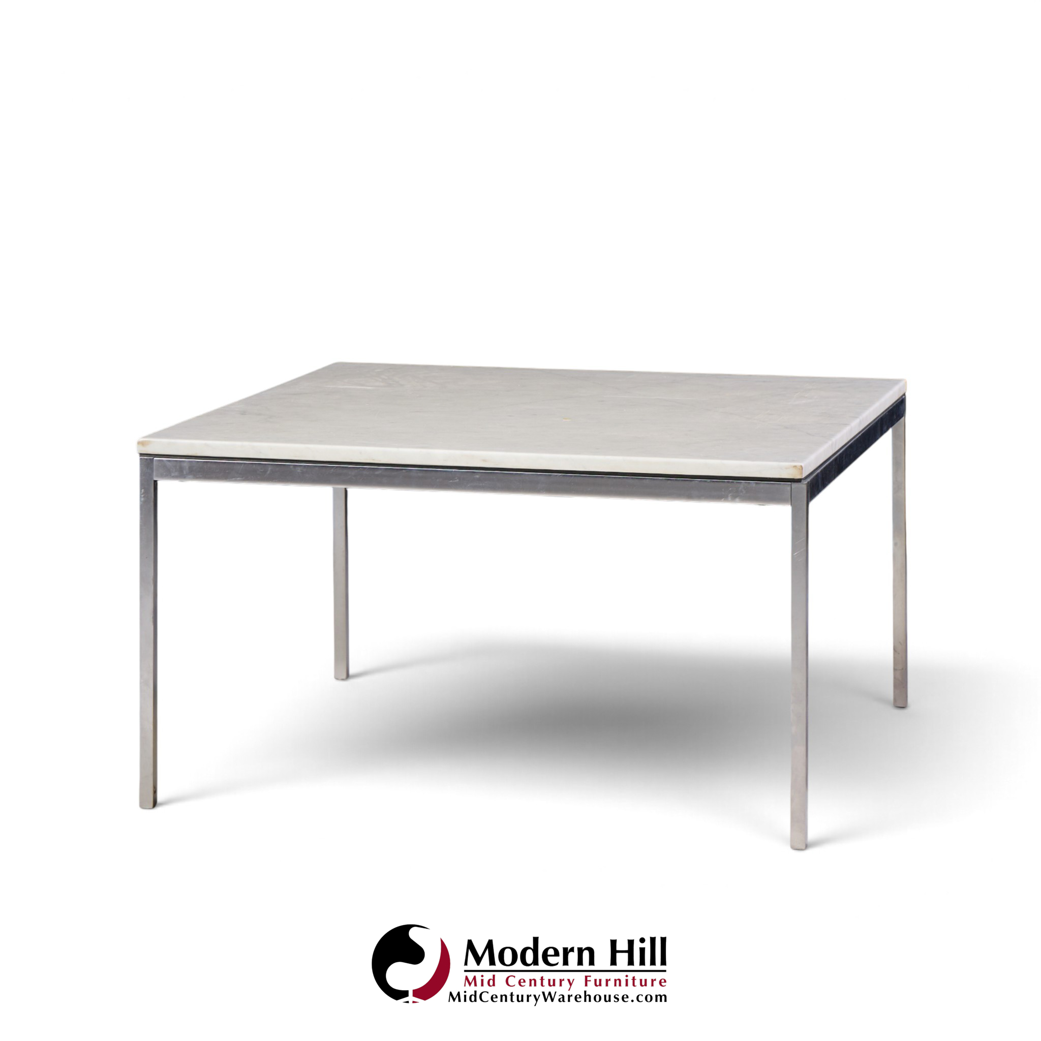 florence knoll mid century chrome and marble top coffee table
