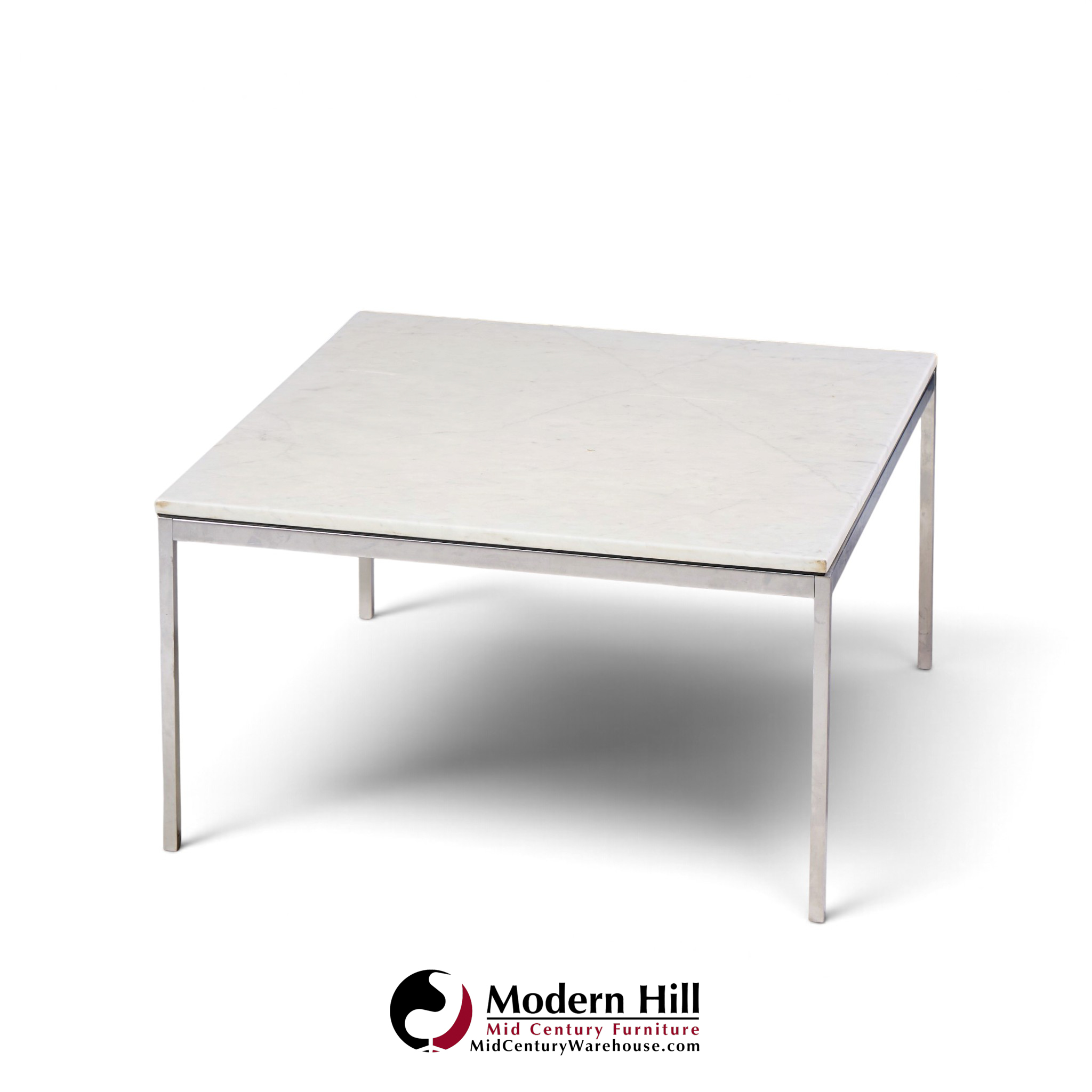 florence knoll mid century chrome and marble top coffee table