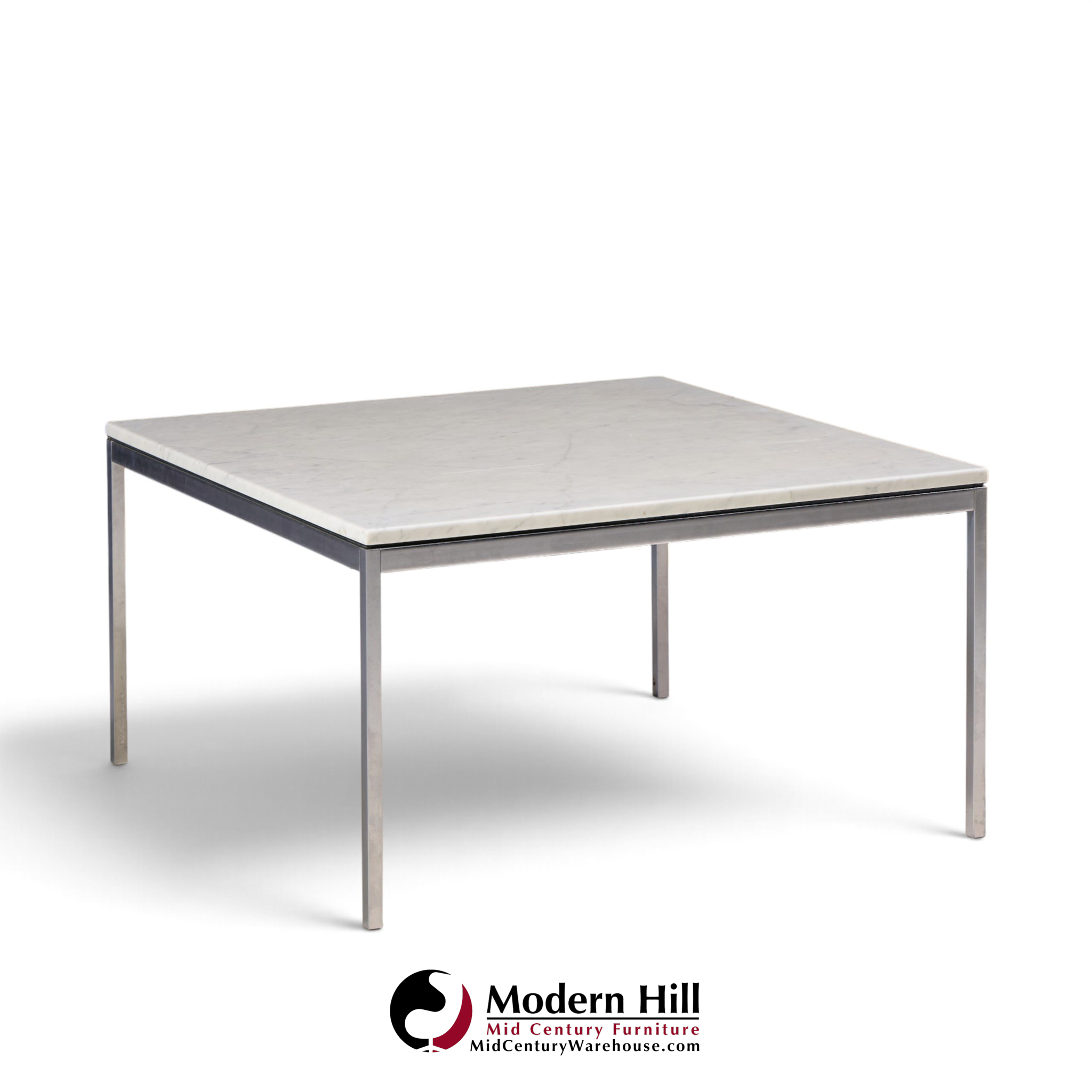 florence knoll mid century chrome and marble top coffee table