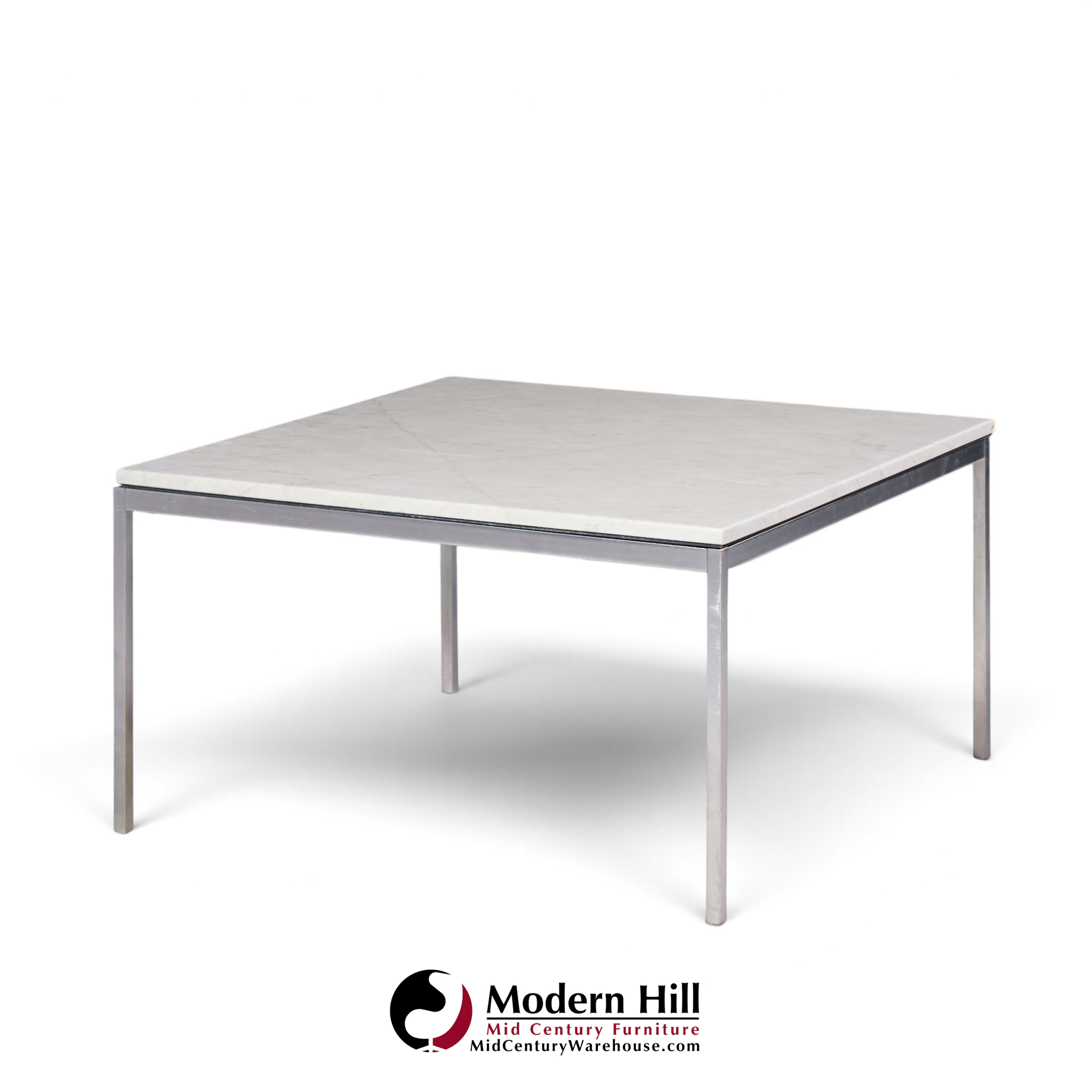 florence knoll mid century chrome and marble top coffee table