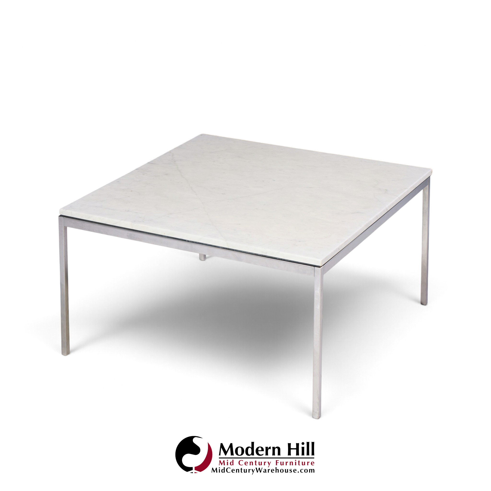 florence knoll mid century chrome and marble top coffee table