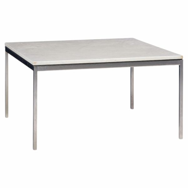 florence knoll mid century chrome and marble top coffee table