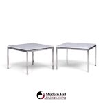 florence knoll mid century chrome and marble top side tables - pair