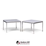 florence knoll mid century chrome and marble top side tables - pair