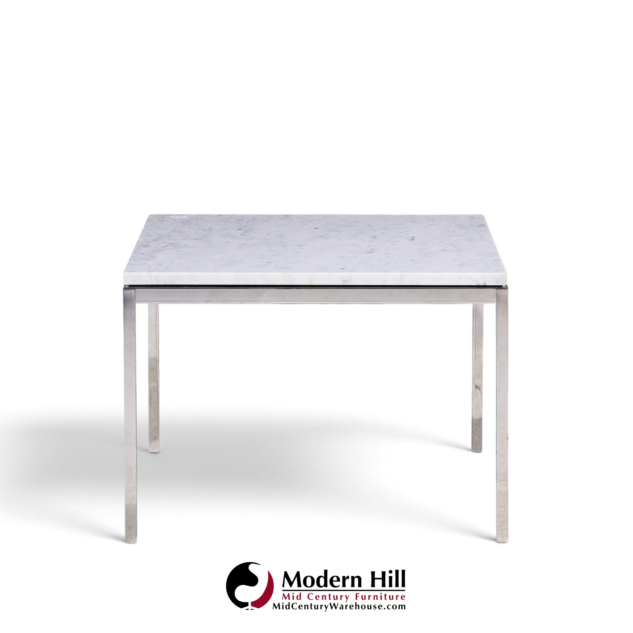 florence knoll mid century chrome and marble top side tables - pair