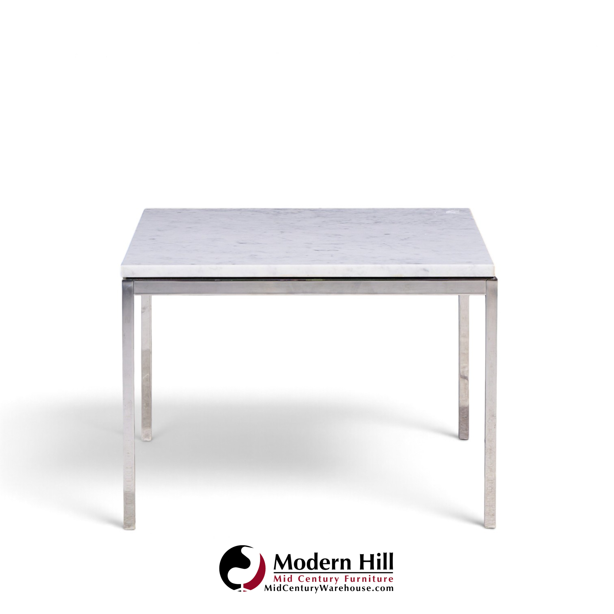 florence knoll mid century chrome and marble top side tables - pair