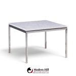 florence knoll mid century chrome and marble top side tables - pair