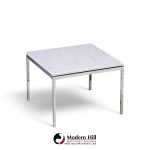 florence knoll mid century chrome and marble top side tables - pair