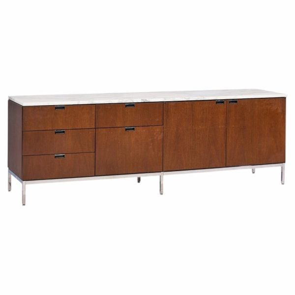 florence knoll mid century marble and chrome executive cabinet credenza