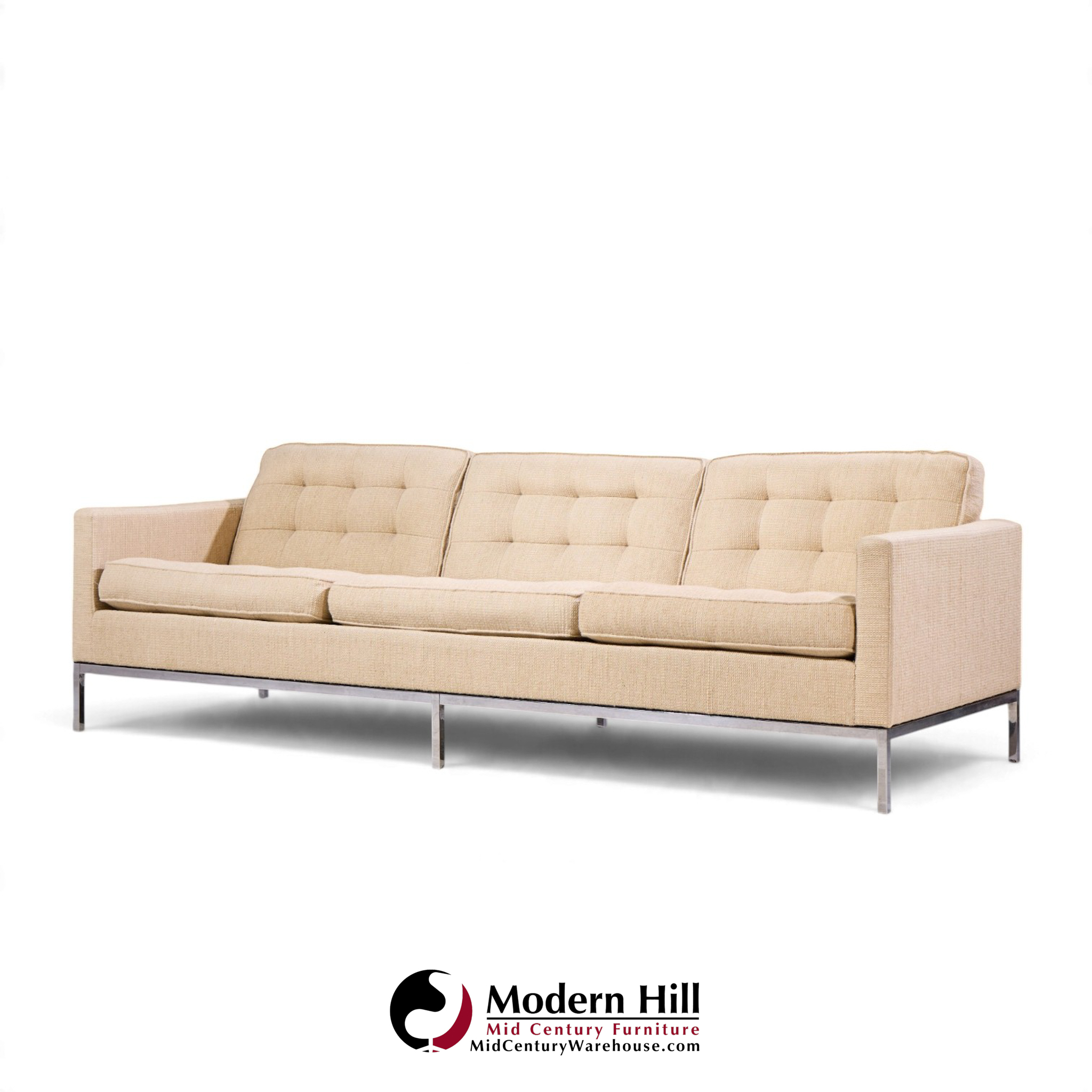 florence knoll mid century relaxed chrome sofa