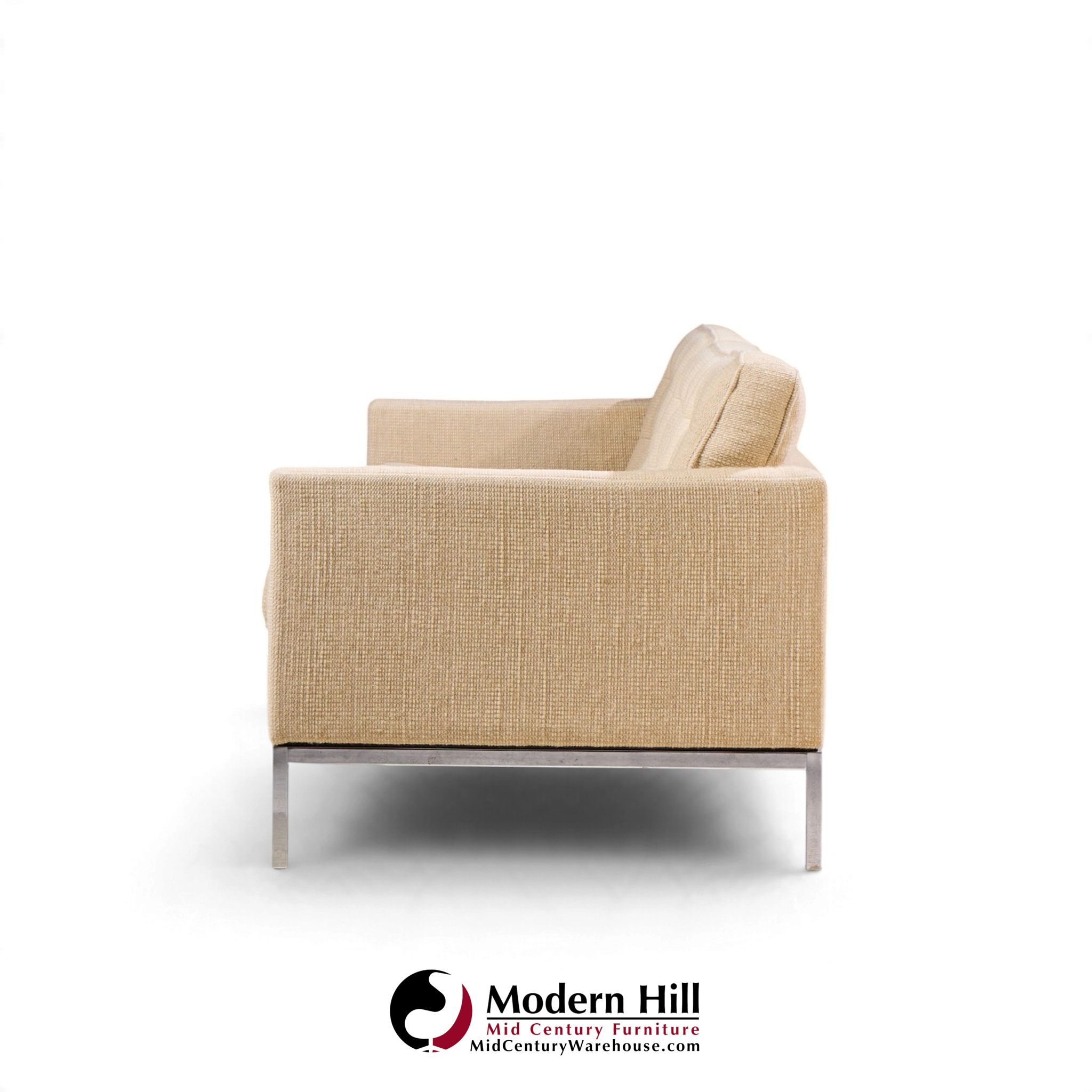 florence knoll mid century relaxed chrome sofa