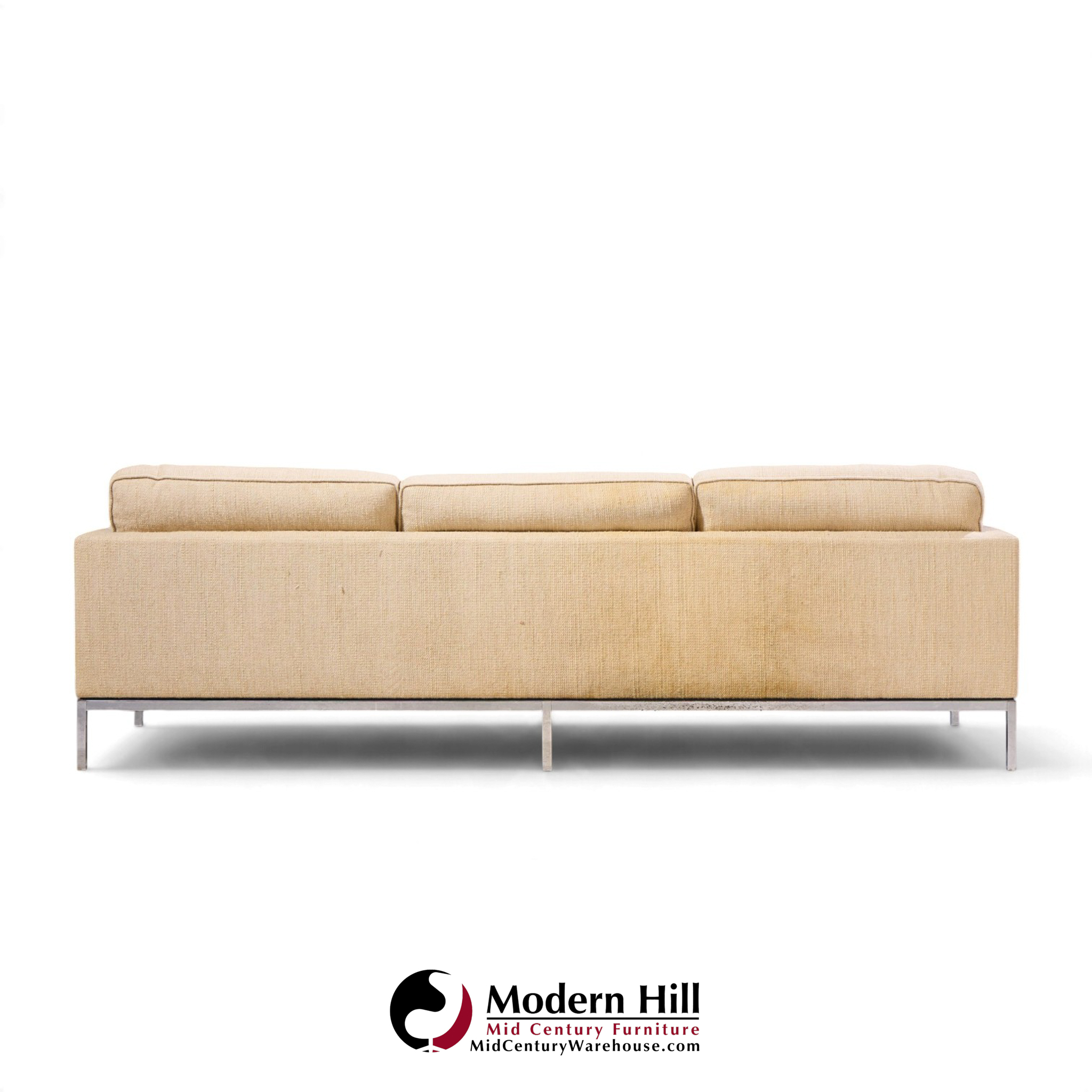 florence knoll mid century relaxed chrome sofa