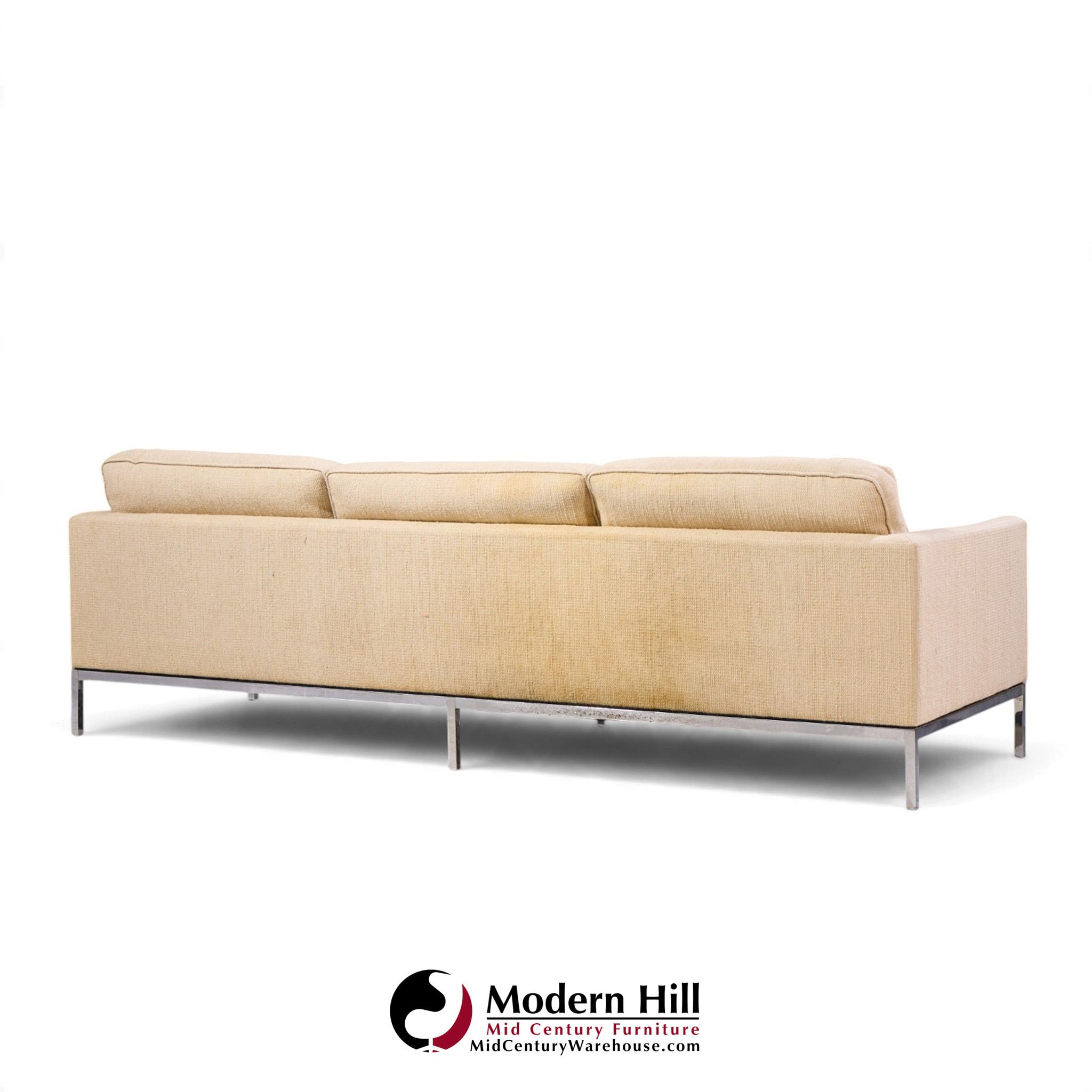 florence knoll mid century relaxed chrome sofa