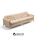 florence knoll mid century relaxed chrome sofa