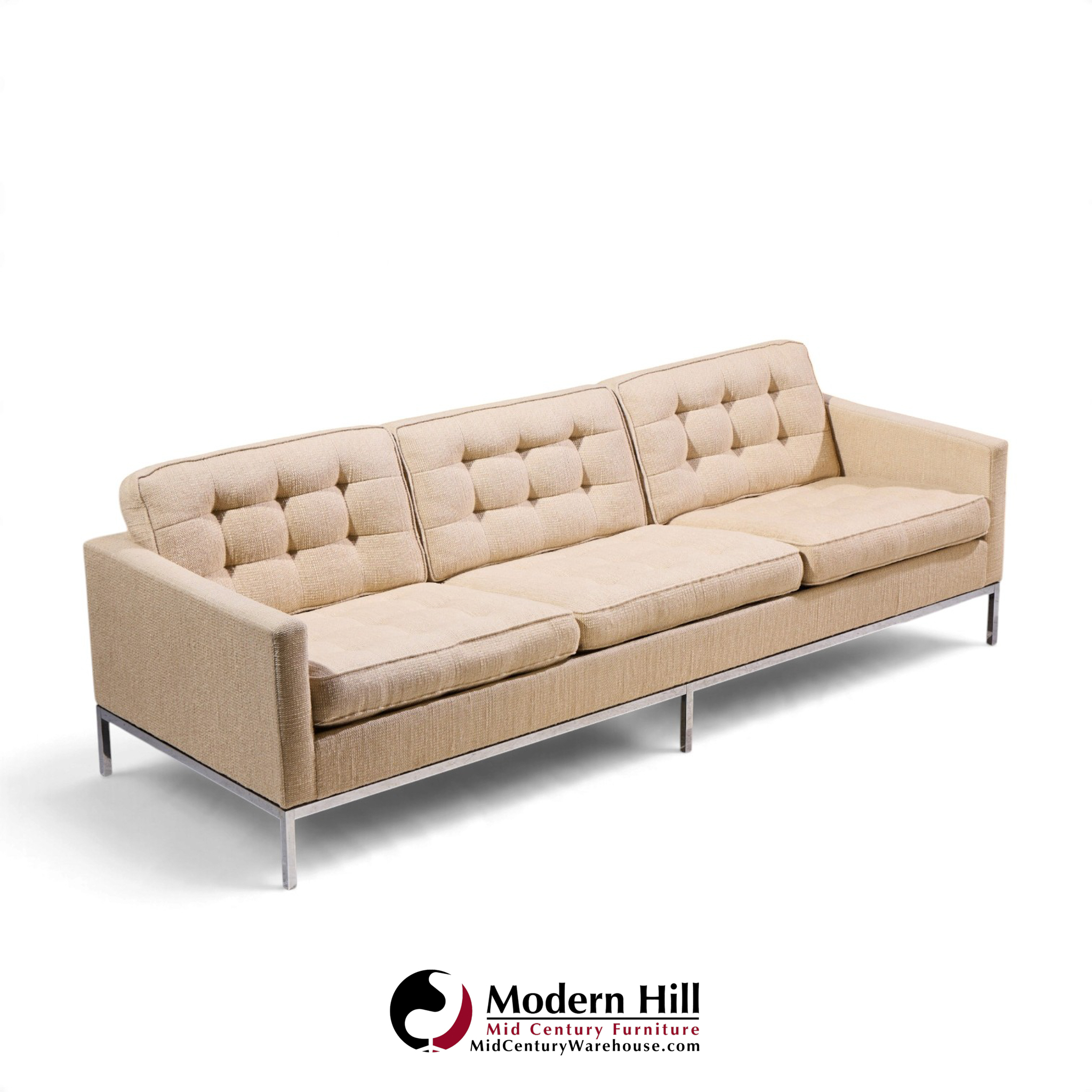 florence knoll mid century relaxed chrome sofa