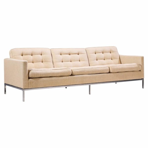 florence knoll mid century relaxed chrome sofa