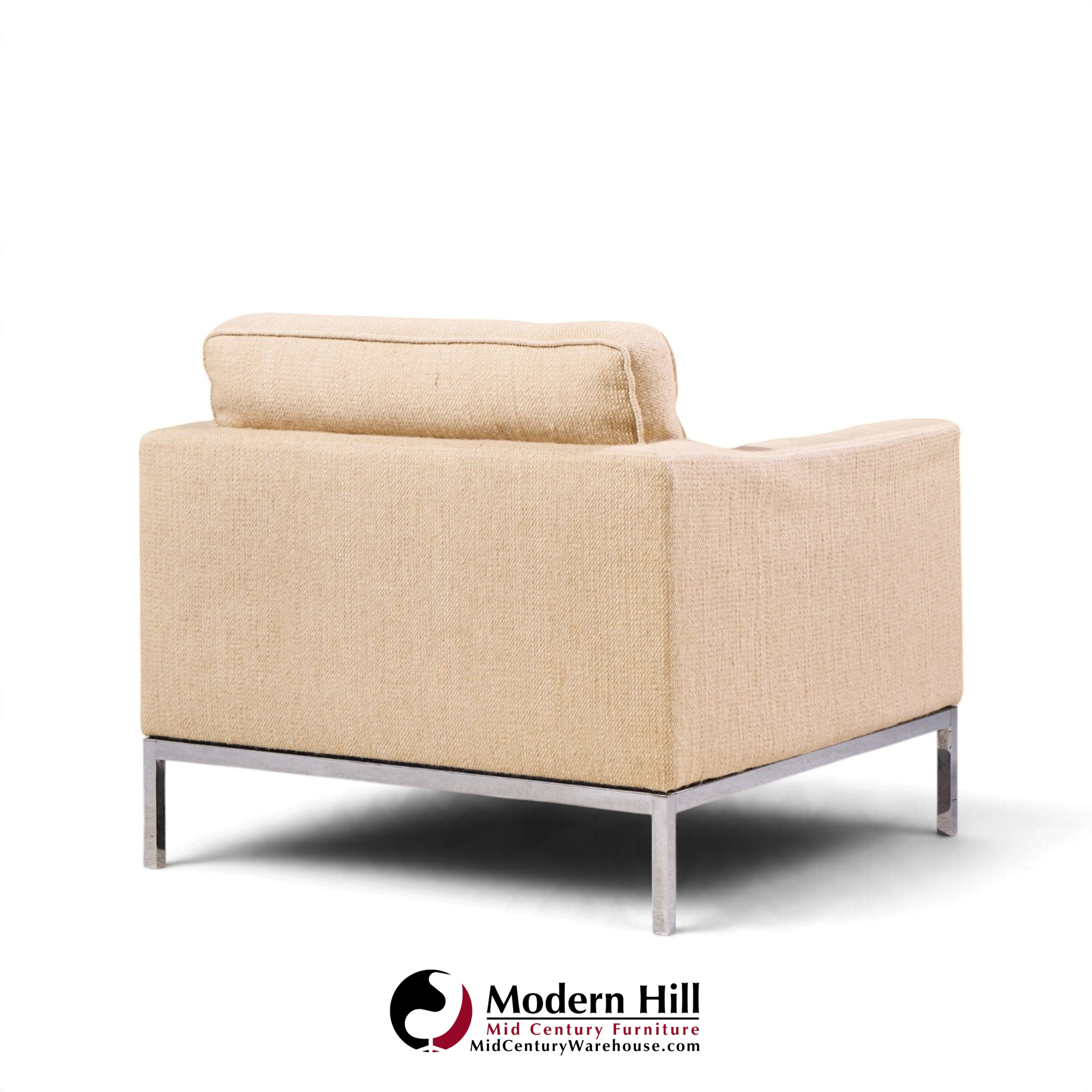 florence knoll mid century relaxed cube club lounge chairs - pair