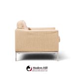 florence knoll mid century relaxed cube club lounge chairs - pair