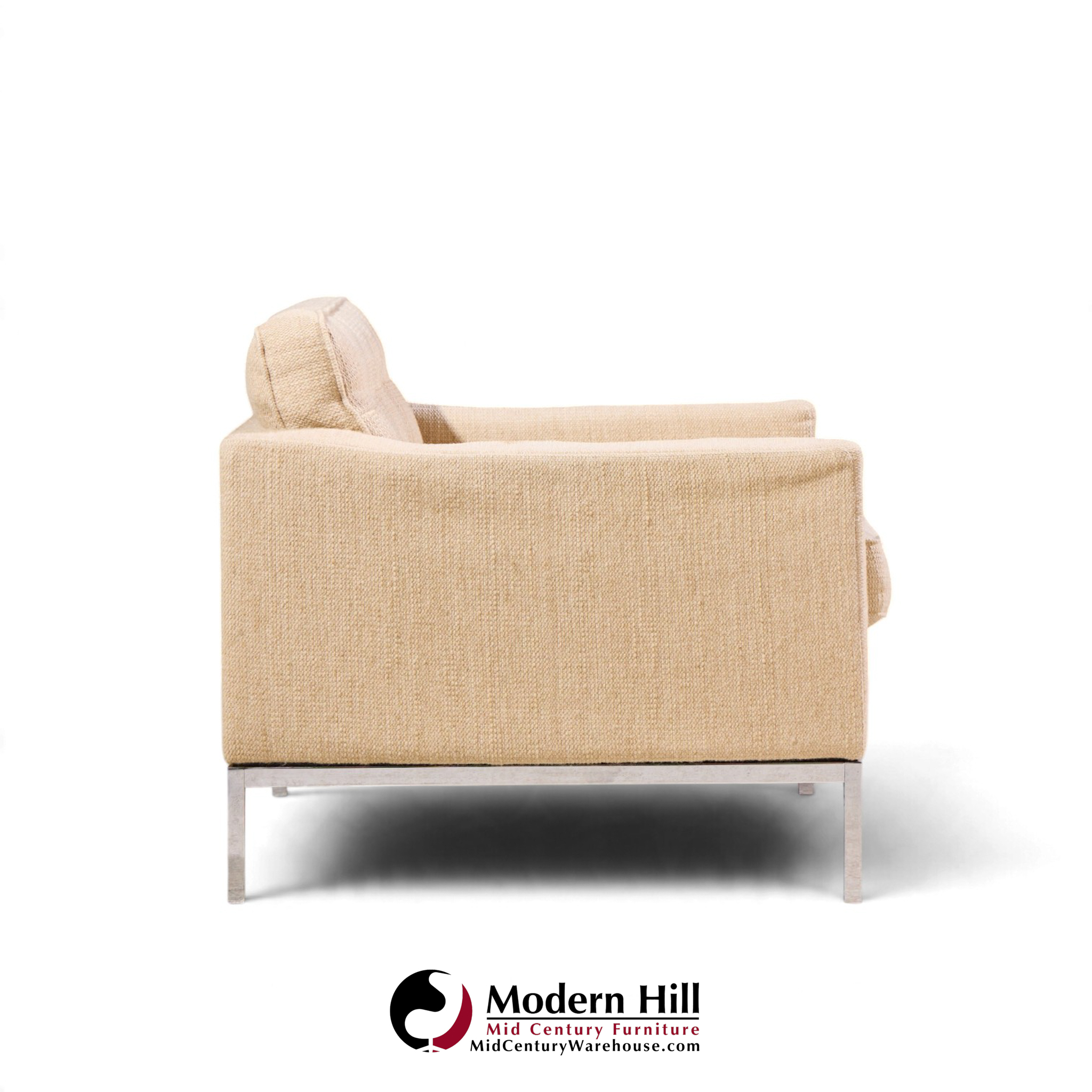 florence knoll mid century relaxed cube club lounge chairs - pair