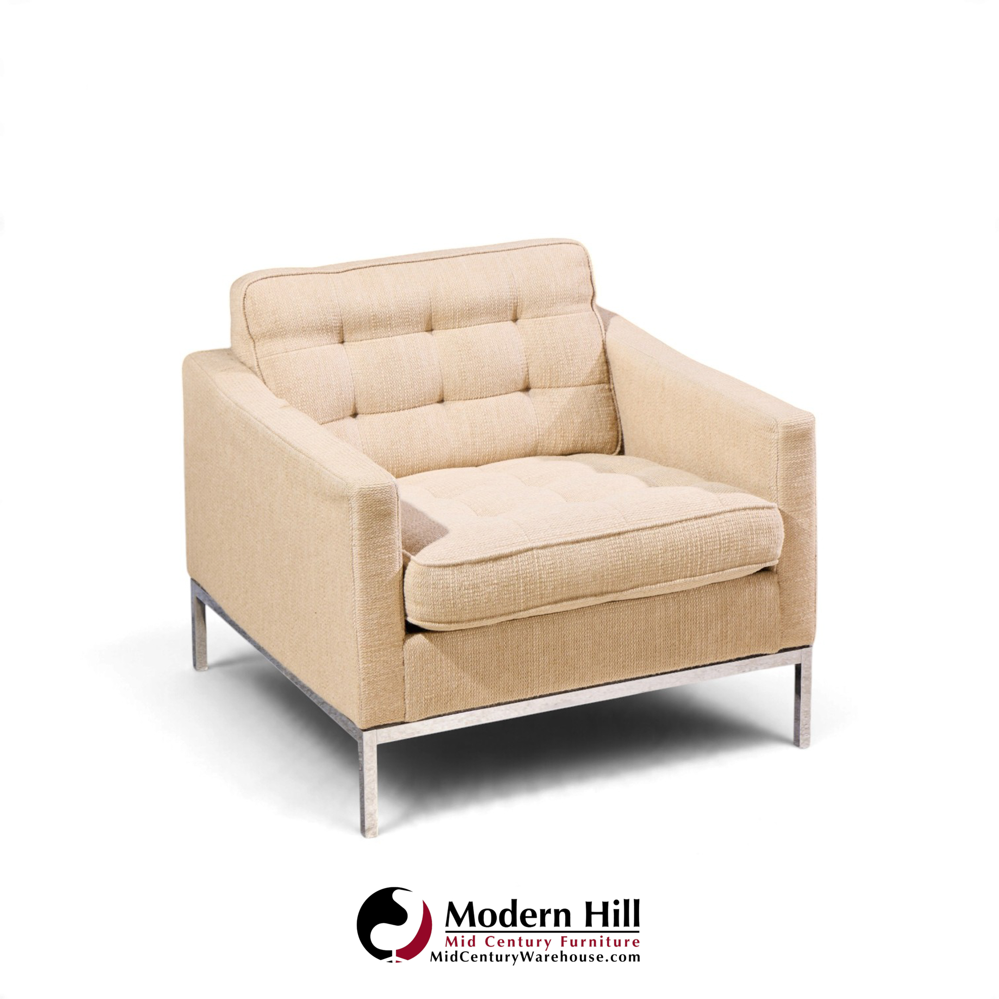 florence knoll mid century relaxed cube club lounge chairs - pair