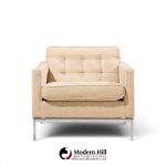 florence knoll mid century relaxed cube club lounge chairs - pair
