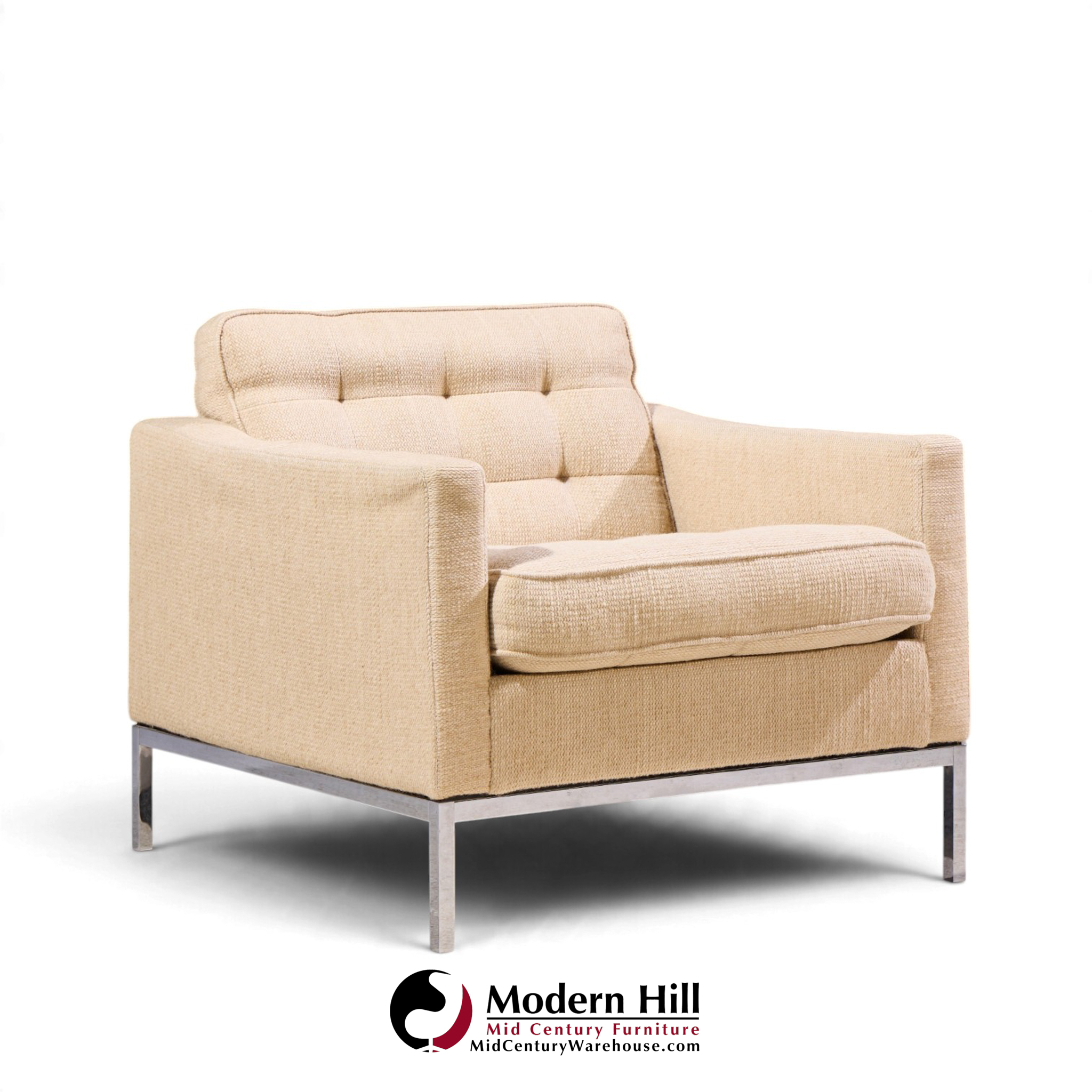 florence knoll mid century relaxed cube club lounge chairs - pair