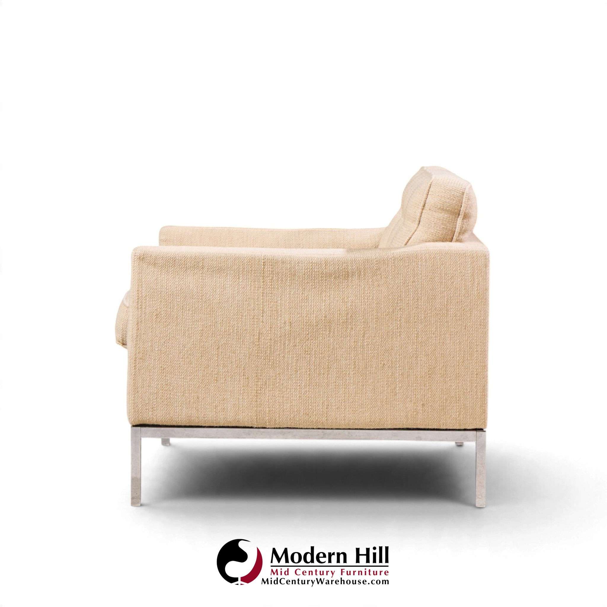 florence knoll mid century relaxed cube club lounge chairs - pair