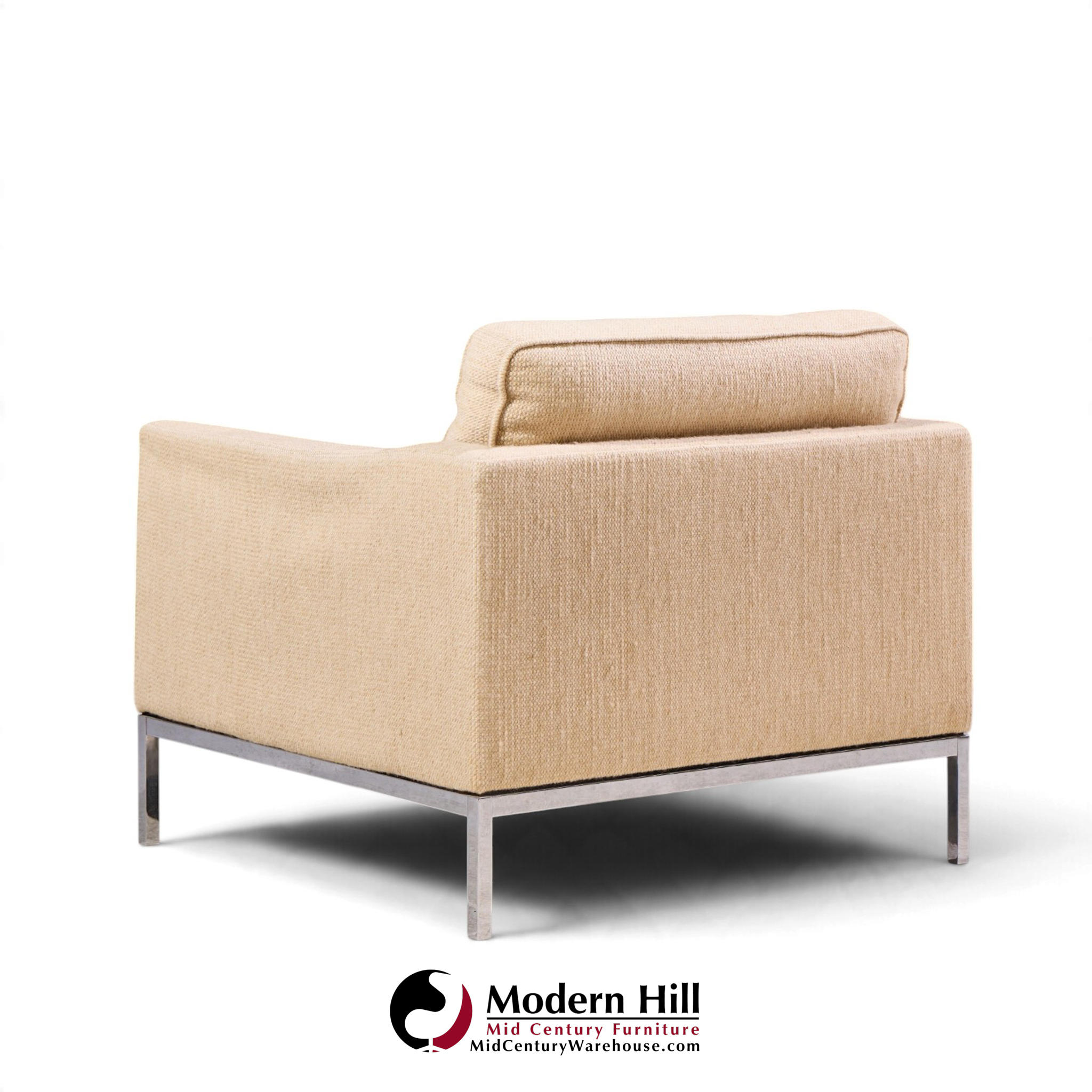 florence knoll mid century relaxed cube club lounge chairs - pair