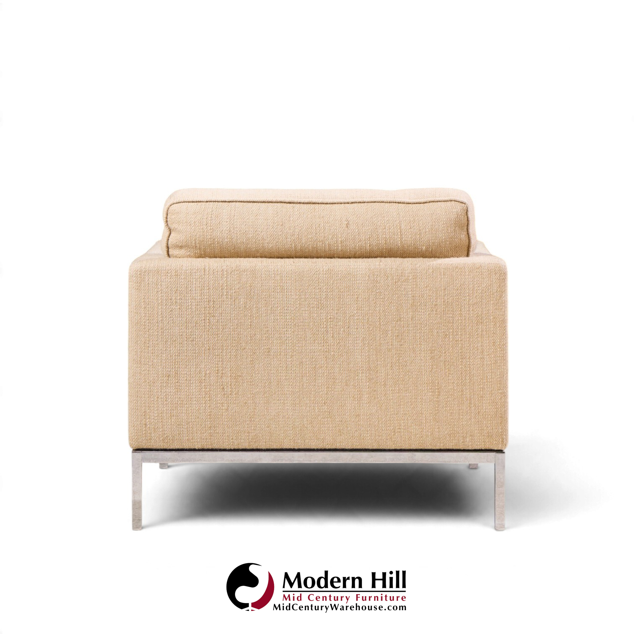 florence knoll mid century relaxed cube club lounge chairs - pair