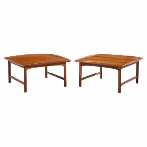 folke ohlsson for dux mid century swedish teak side end tables - pair
