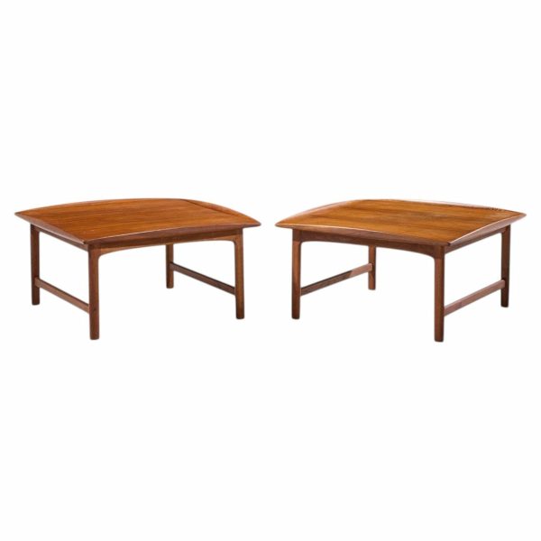 folke ohlsson for dux mid century swedish teak side end tables - pair