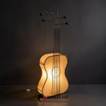 frederick weinberg mid century black wire and parchment guitar lamp
