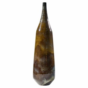 gertrud and otto natzler mid century dark cat's eye reduction fired glaze cylindrical tall bottle