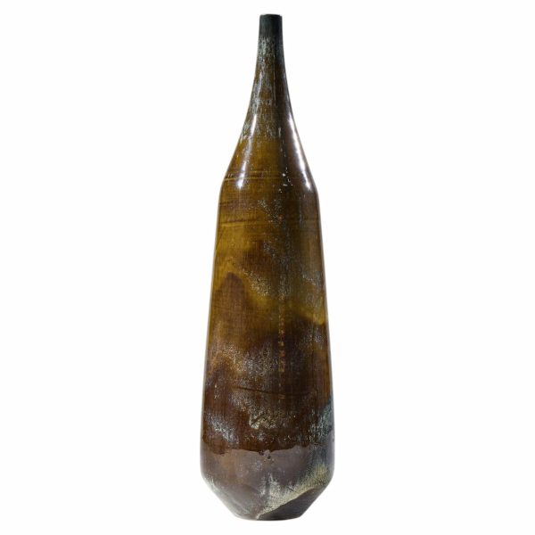 gertrud and otto natzler mid century dark cat's eye reduction fired glaze cylindrical tall bottle
