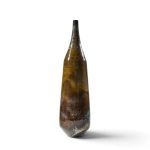 gertrud and otto natzler mid century dark cat's eye reduction fired glaze cylindrical tall bottle