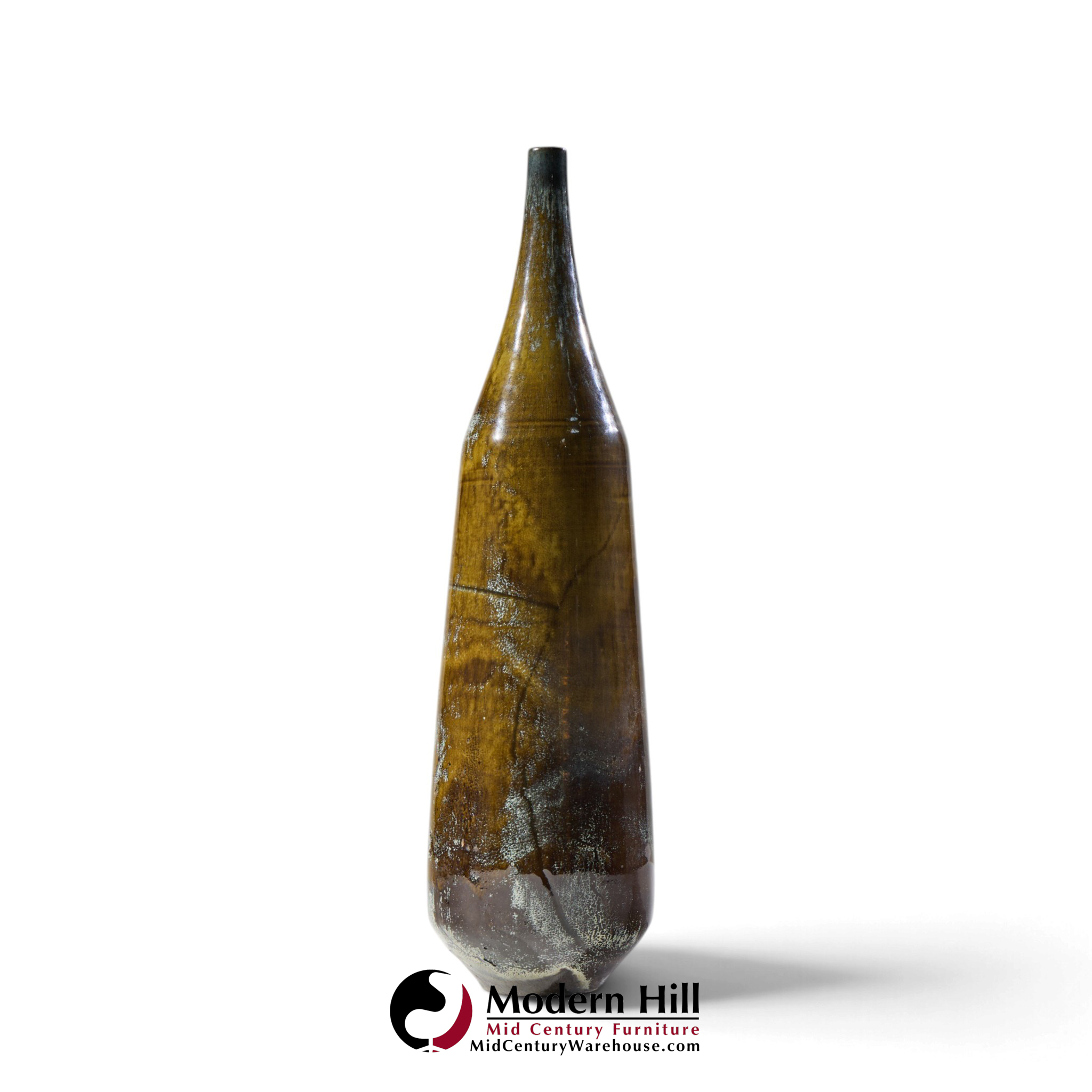 gertrud and otto natzler mid century dark cat's eye reduction fired glaze cylindrical tall bottle