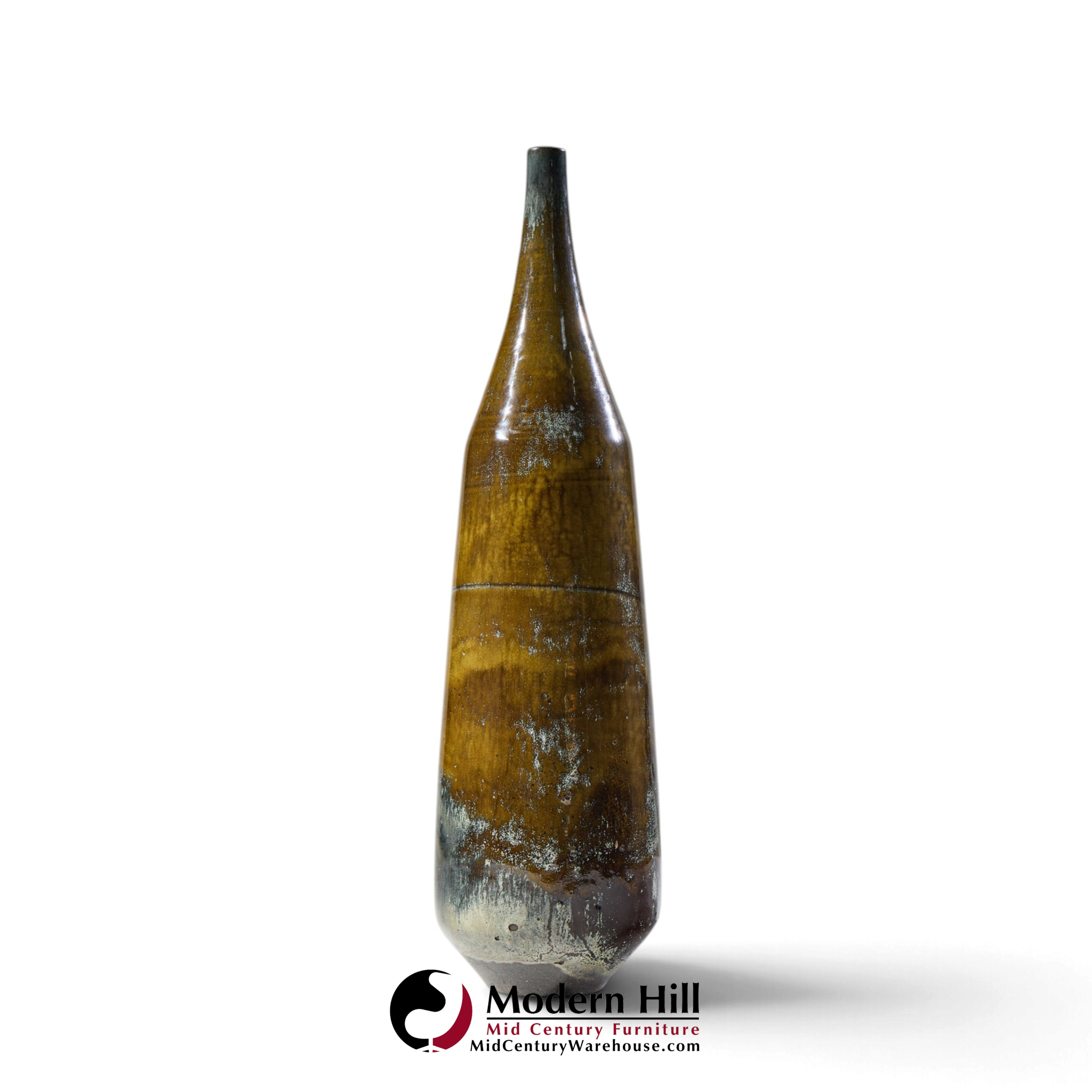 gertrud and otto natzler mid century dark cat's eye reduction fired glaze cylindrical tall bottle