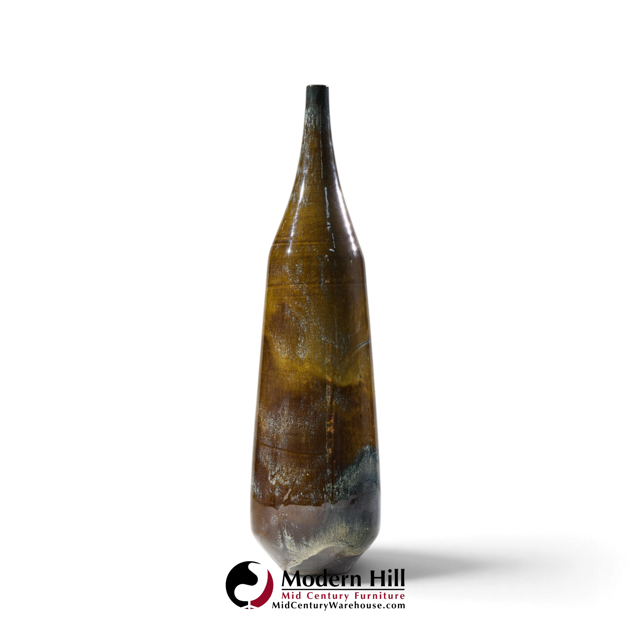 gertrud and otto natzler mid century dark cat's eye reduction fired glaze cylindrical tall bottle