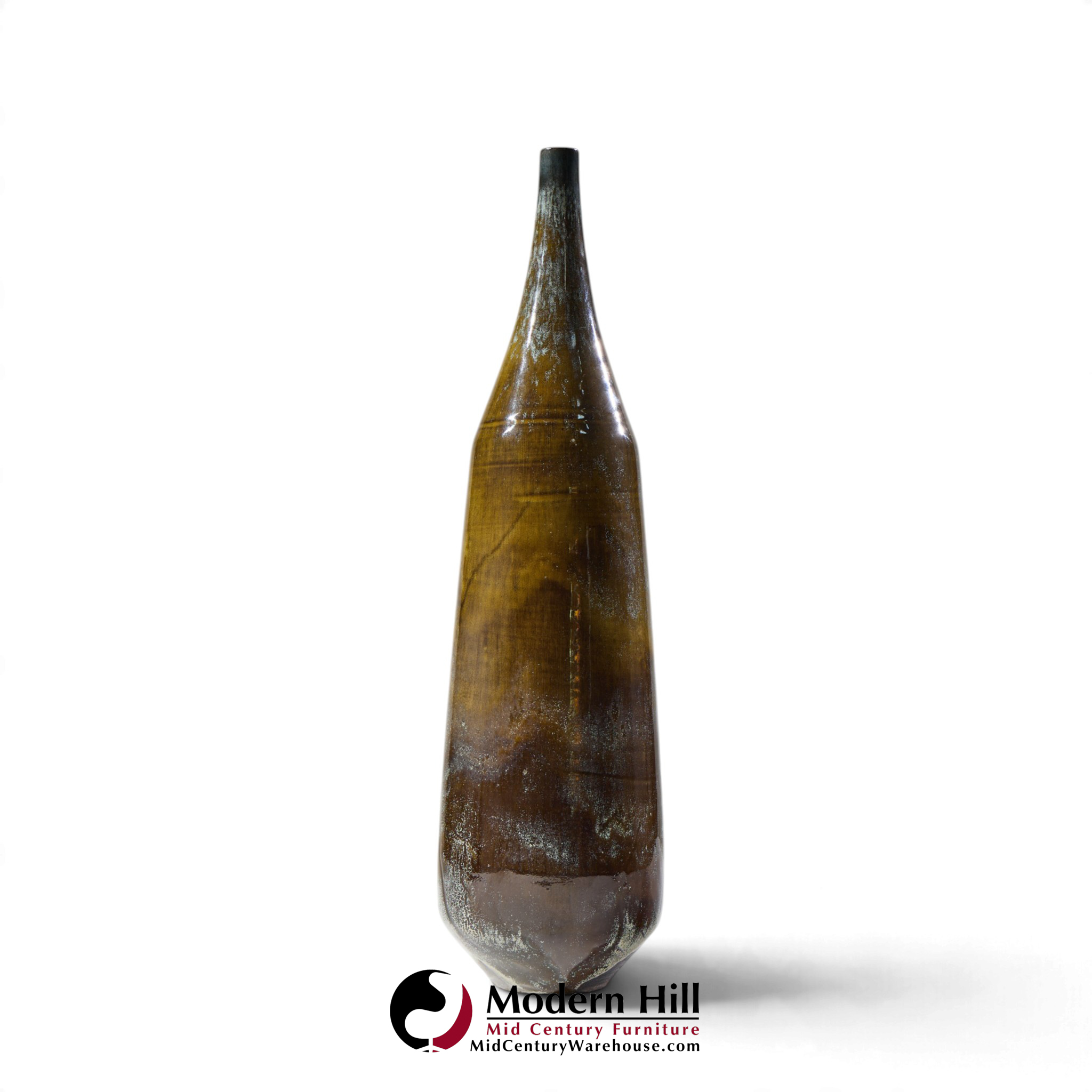 gertrud and otto natzler mid century dark cat's eye reduction fired glaze cylindrical tall bottle