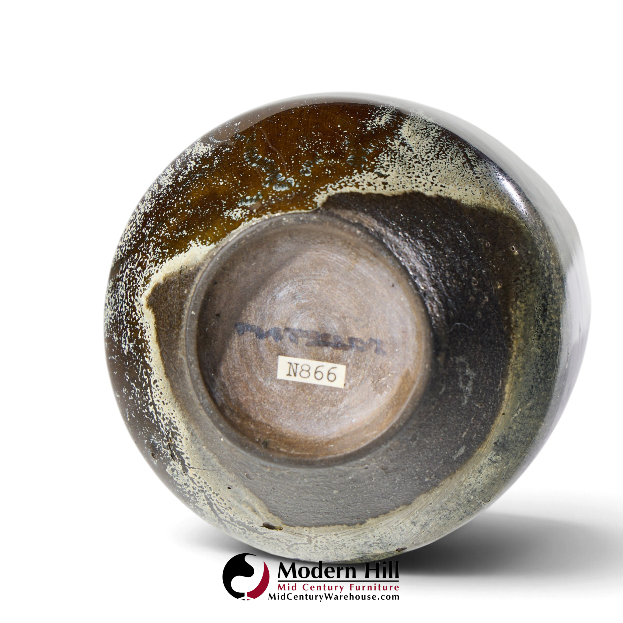 gertrud and otto natzler mid century dark cat's eye reduction fired glaze cylindrical tall bottle