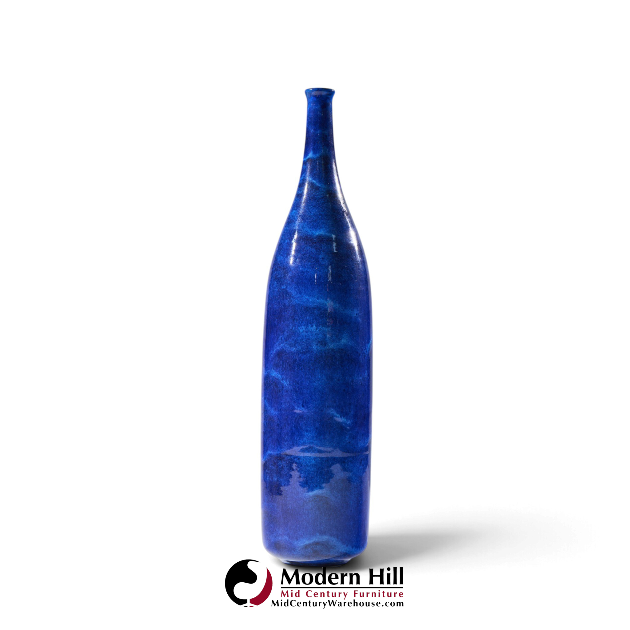 gertrud and otto natzler mid century lapis blue glaze cylindrical tall bottle