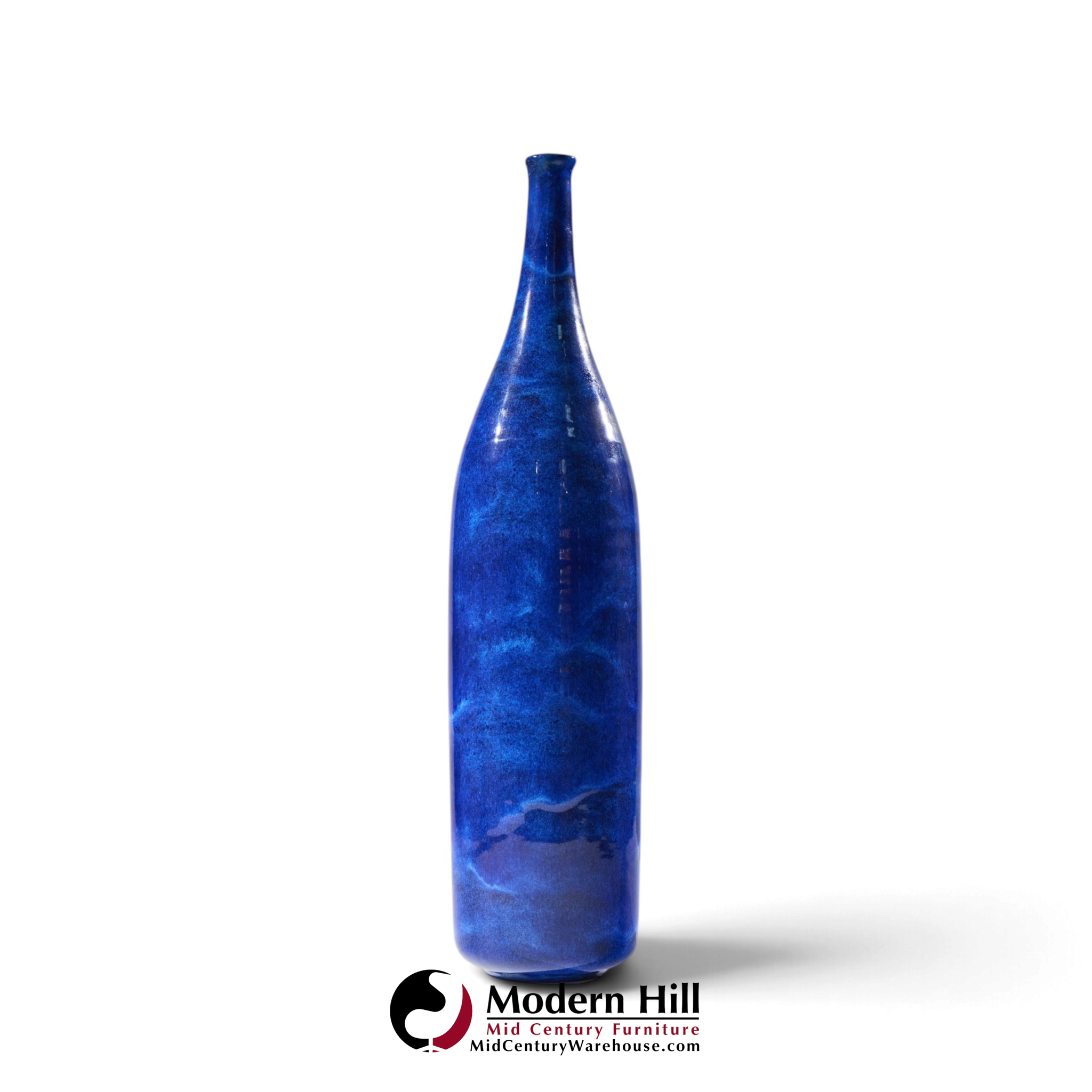 gertrud and otto natzler mid century lapis blue glaze cylindrical tall bottle